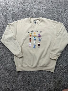 Cream 'Karma Is A Cat' Taylor Swift Graphic Crewneck Sweatshirt